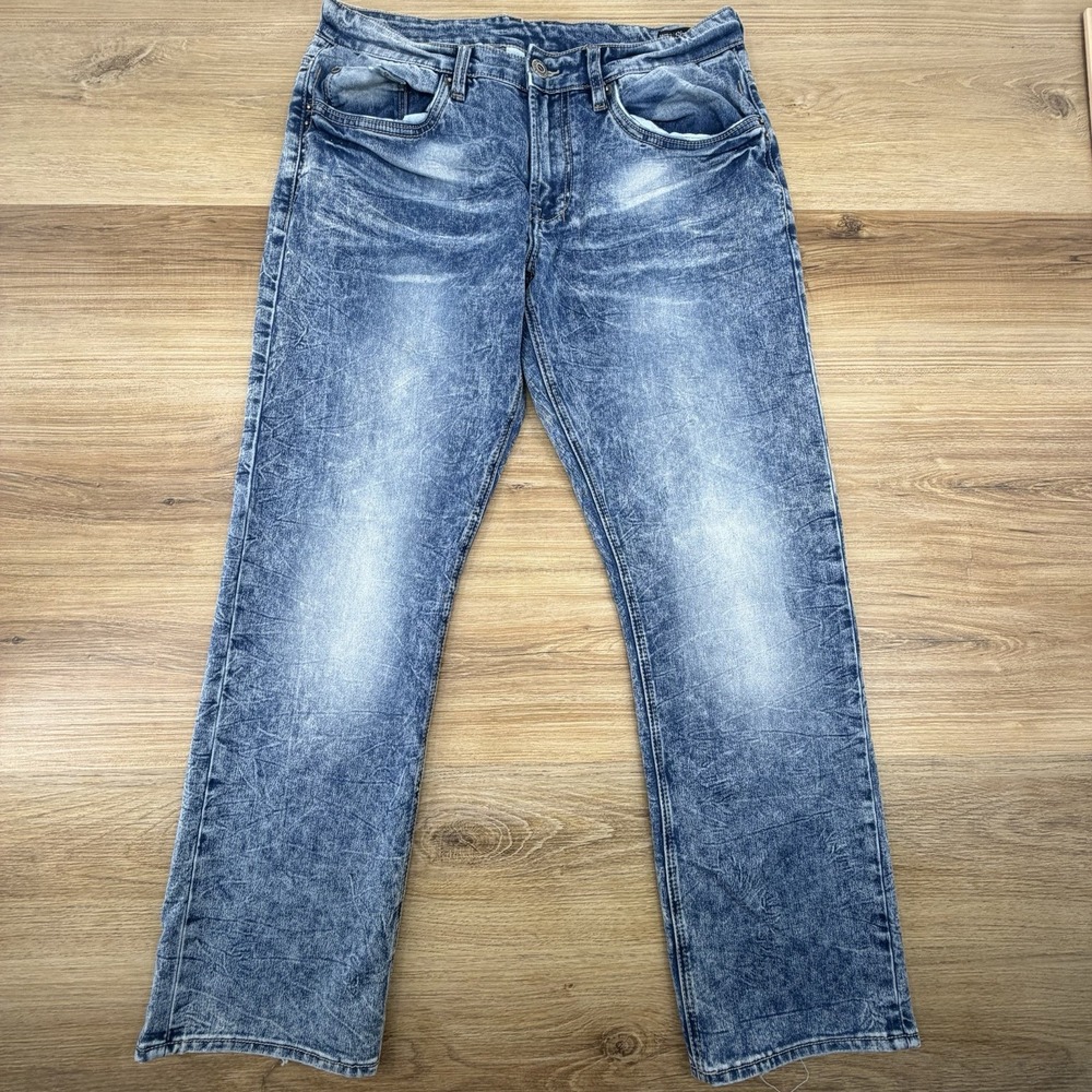 Buffalo David Bitton Jeans Mens 33 (33x30) Light Wash Blue Driven Straight Denim